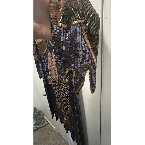 RARE Creative Creations Made In India 100% Silk Size Medium Disco Dress Sequined - Picture 5 of 14